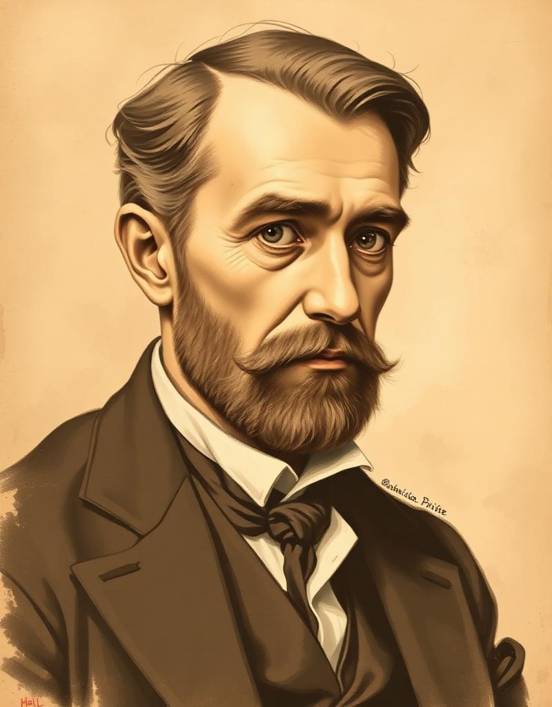 Sepia-toned porträtt av Bô Yin Râ – tysk-schweizisk andlig lärare